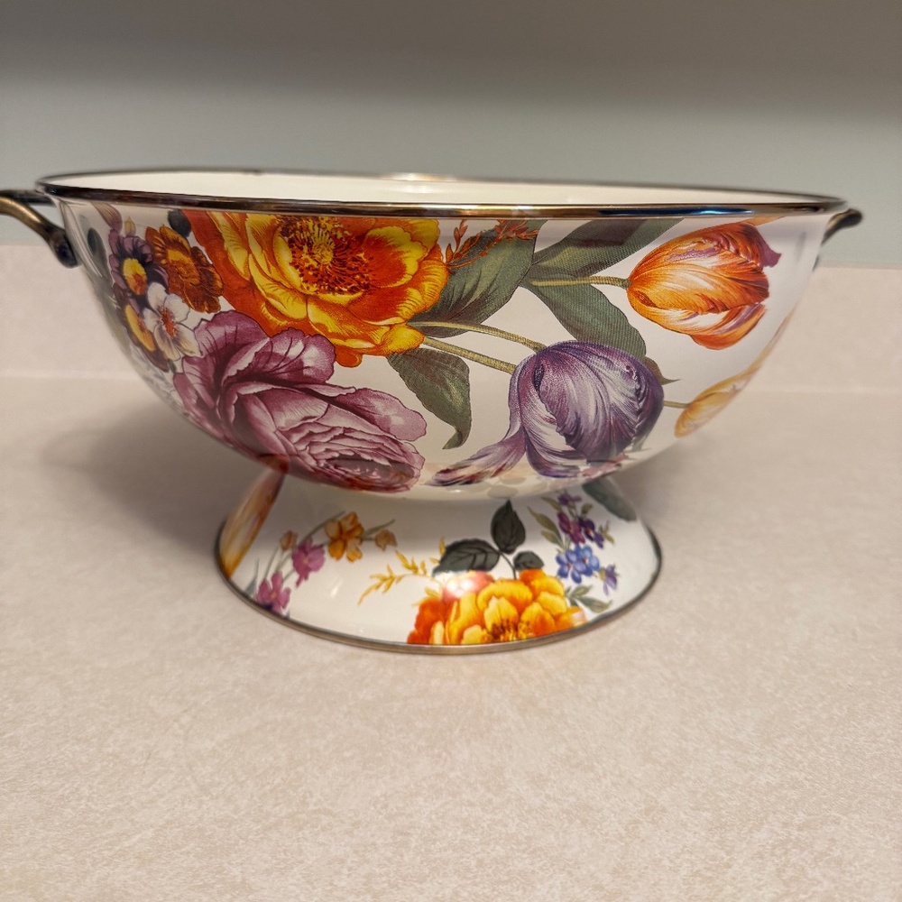 MacKenzie-Childs White Flower Market Everything Bowl